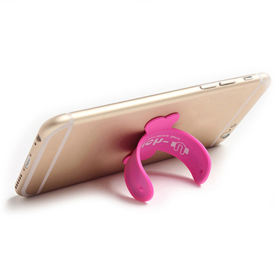 Universele siliconen one touch flip standaard roze