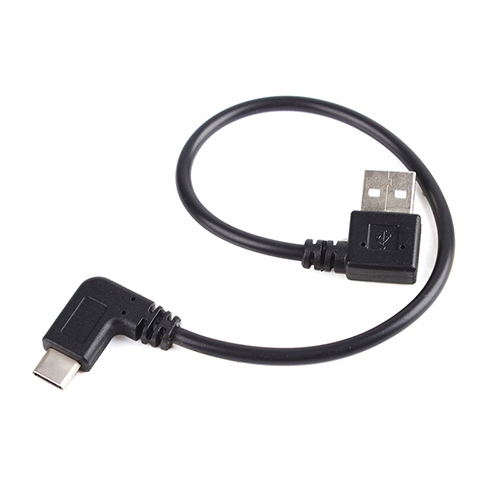 USB-C haaks naar USB haaks kabel 25 cm zwart