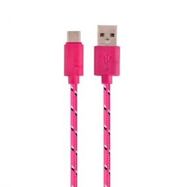 Nylon USB-C kabel 1 meter magenta