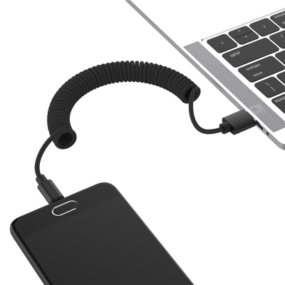 Nylon gekrulde Lightning kabel 1,3 meter zwart