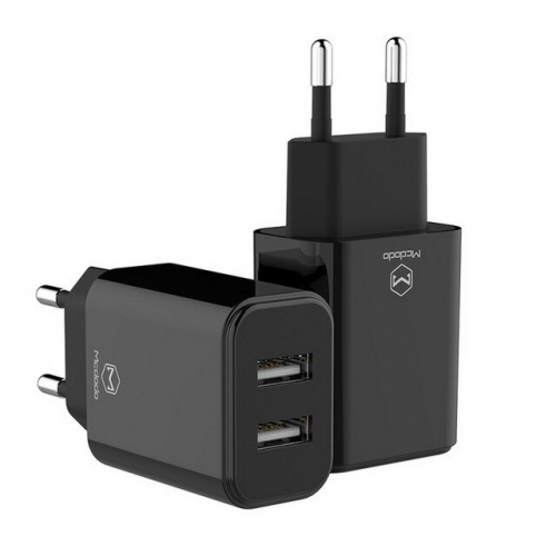 Mcdodo duo USB adapter 2.4A zwart