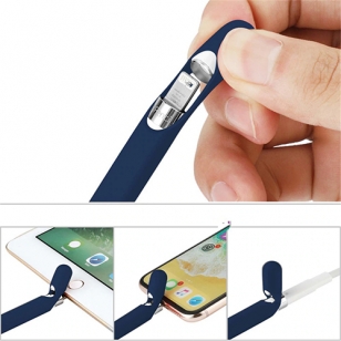 Siliconen huls + extra's voor Apple Pencil 1 donkerblauw