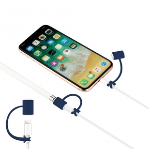 Siliconen huls + extra's voor Apple Pencil 1 donkerblauw