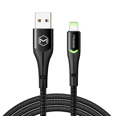 Mcdodo nylon Lightning naar USB kabel 1,8 meter zwart